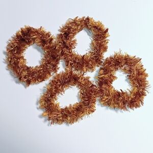 HANDMADE Golden Brown Tiger's Eye Faux Fur Hand Crocheted Hair Scrunchies 4pk